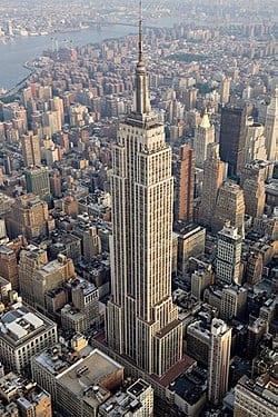 A view of the empire state building from above.