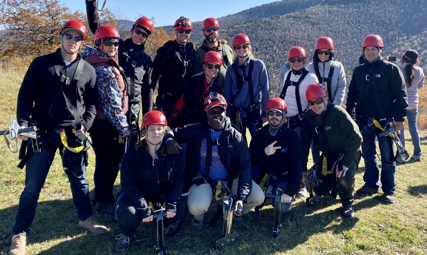 ziplining group shot